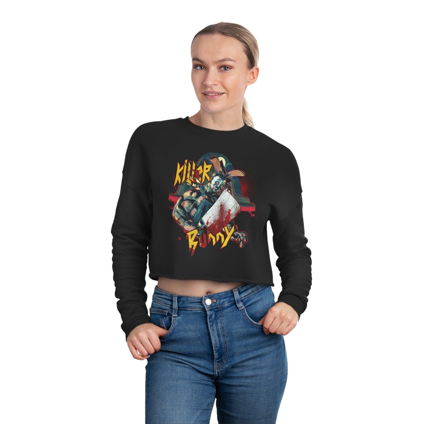 Killer Bunny - Women's Cropped Sweatshirt - Shaneinvasion