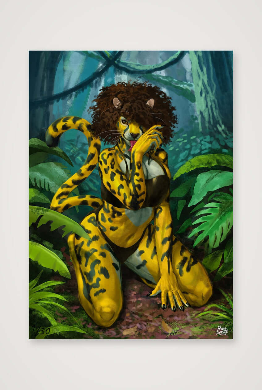 Cheetah Fierce Lady – Anthro / Furry Cheetah Art Print
