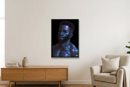 Cyber Night Neon Blue & Purple Portrait | Shane Invasion Art