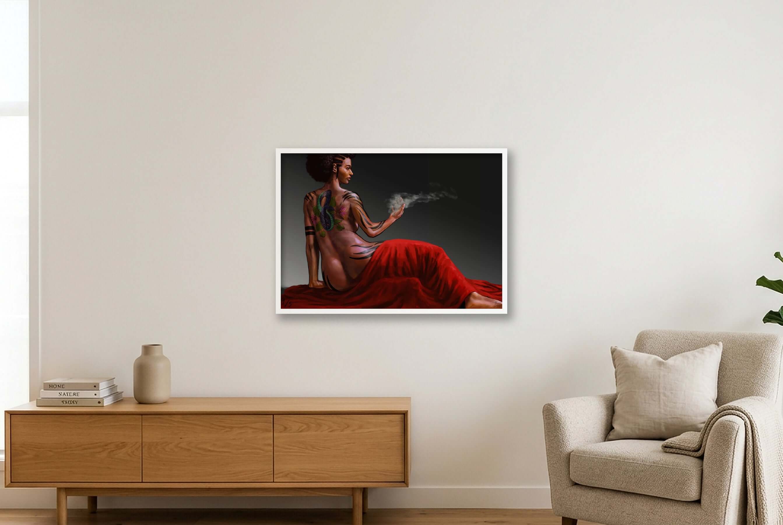 Serpent & Smoke – Tattooed Woman Fantasy Art Print