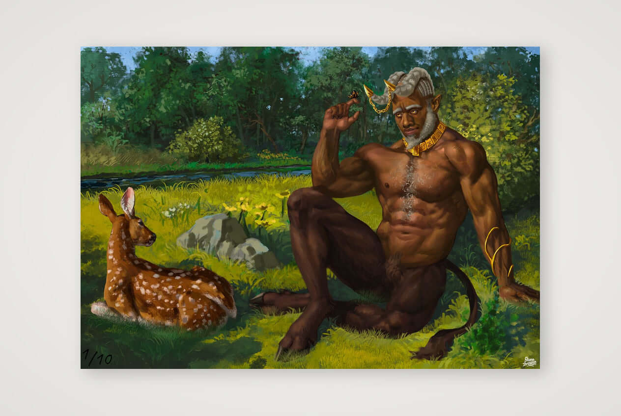 Peacemaker, a Caribbean Goat-Man Nature Guardian Art Print