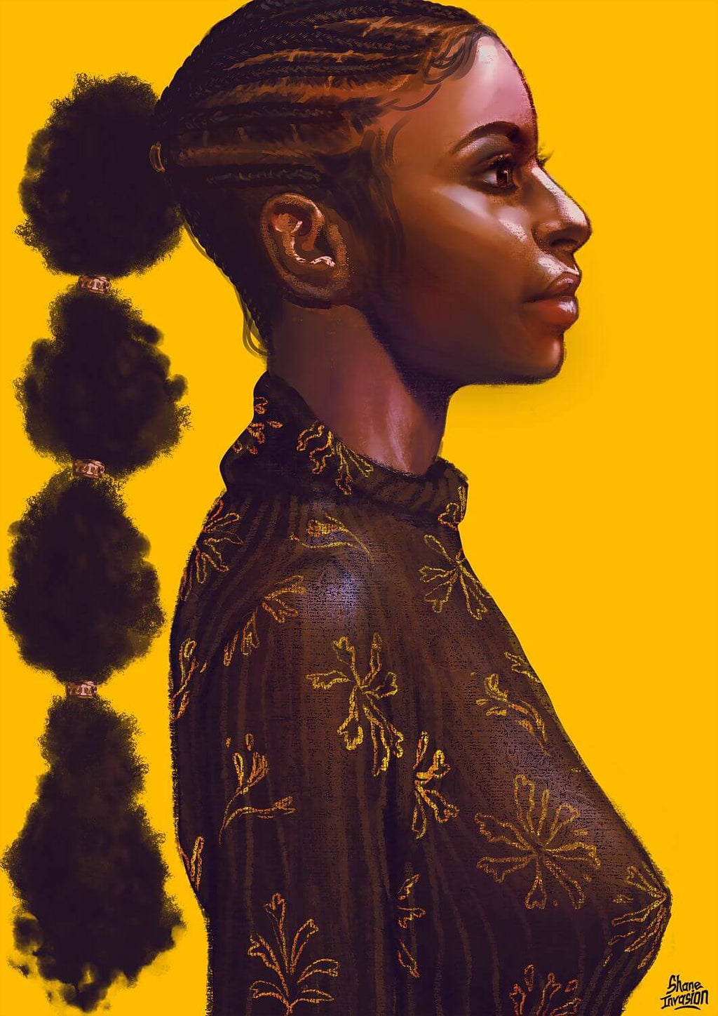 Black Woman Natural Hair Portrait Art Print