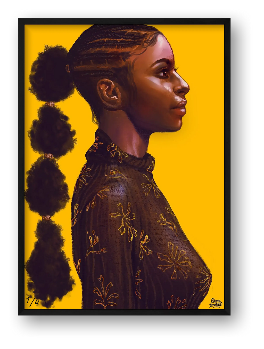 Black Woman Natural Hair Portrait Art Print