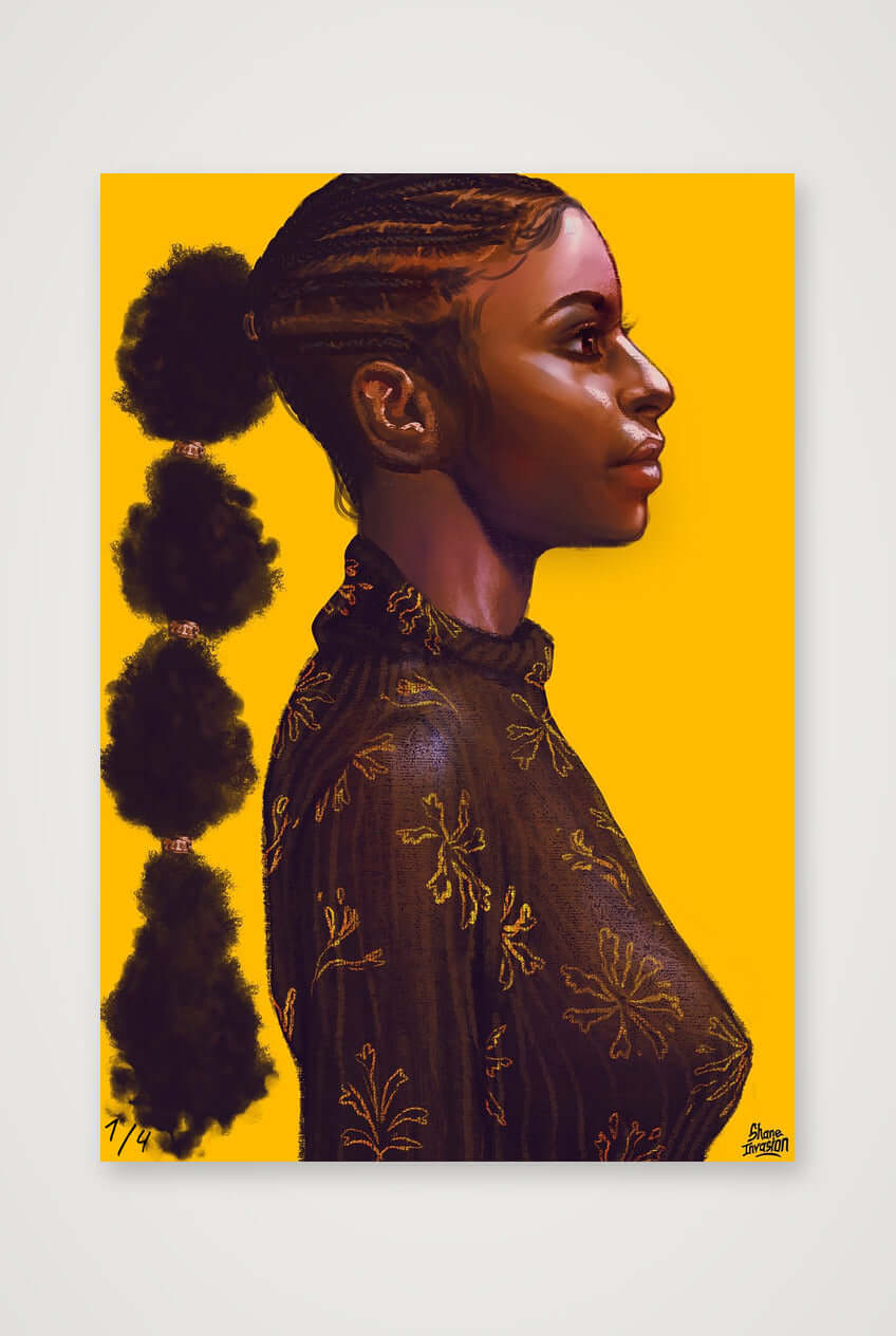 Black Woman Natural Hair Portrait Art Print