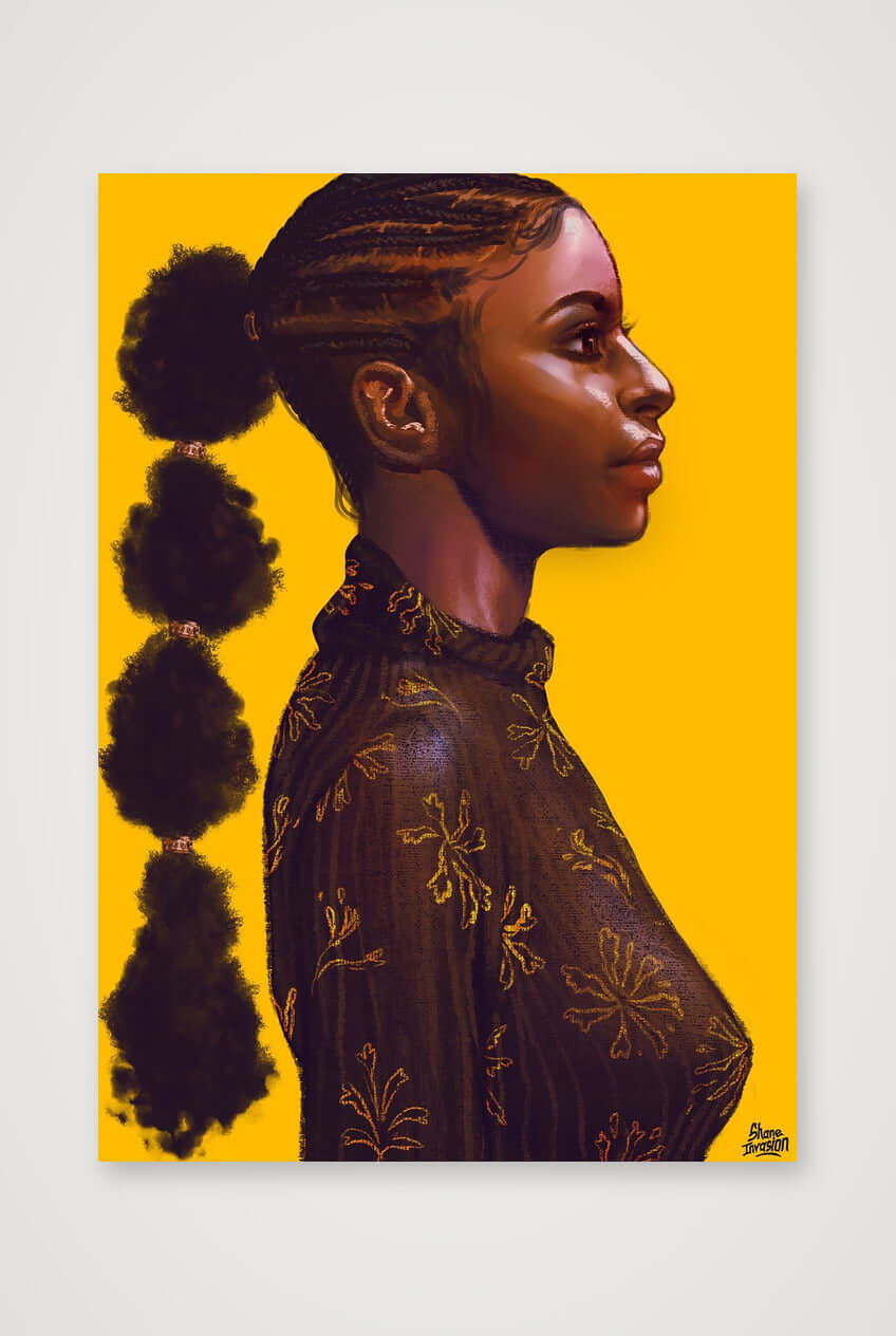 Black Woman Natural Hair Portrait Art Print