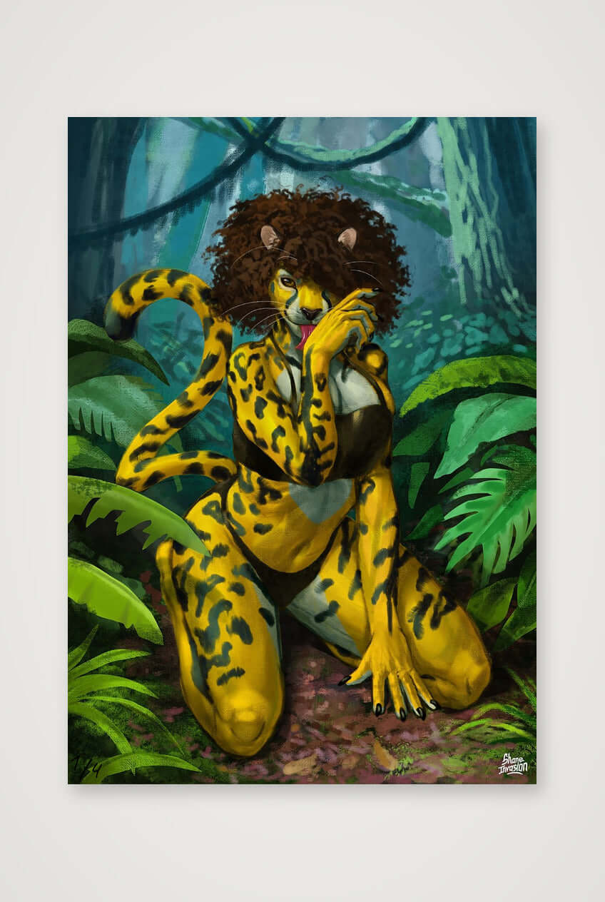 Cheetah Fierce Lady – Anthro / Furry Cheetah Art Print