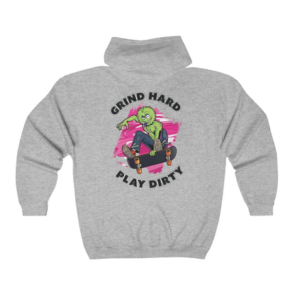 Grind Hard - Unisex Heavy Blend Full Zip Hooded Sweatshirt - Shaneinvasion