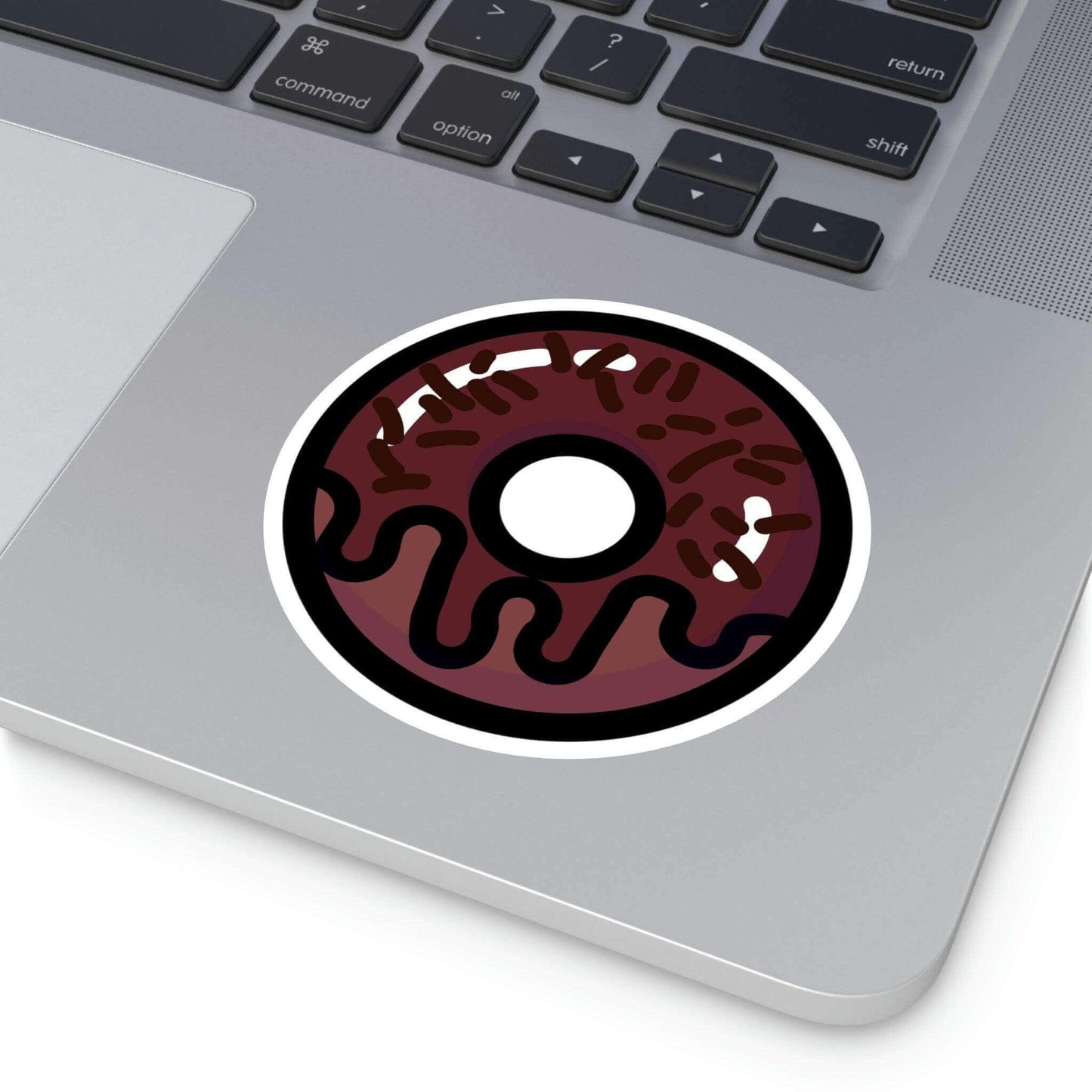 Chocolate Donut Sticker - Premium Paper - Shaneinvasion - On laptop