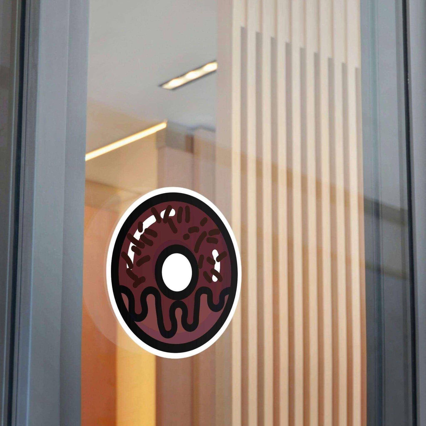 Chocolate Donut Sticker - Premium Paper - Shaneinvasion - On glass wall