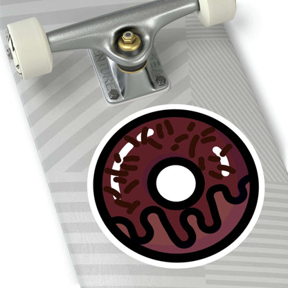 Chocolate Donut Sticker - Premium Paper - Shaneinvasion - On Skateboard